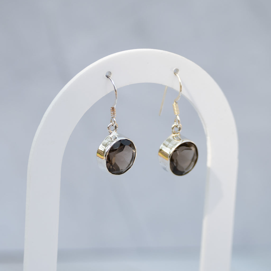 Sterling Silver Smoky Topaz Drop Earrings – 28mm
