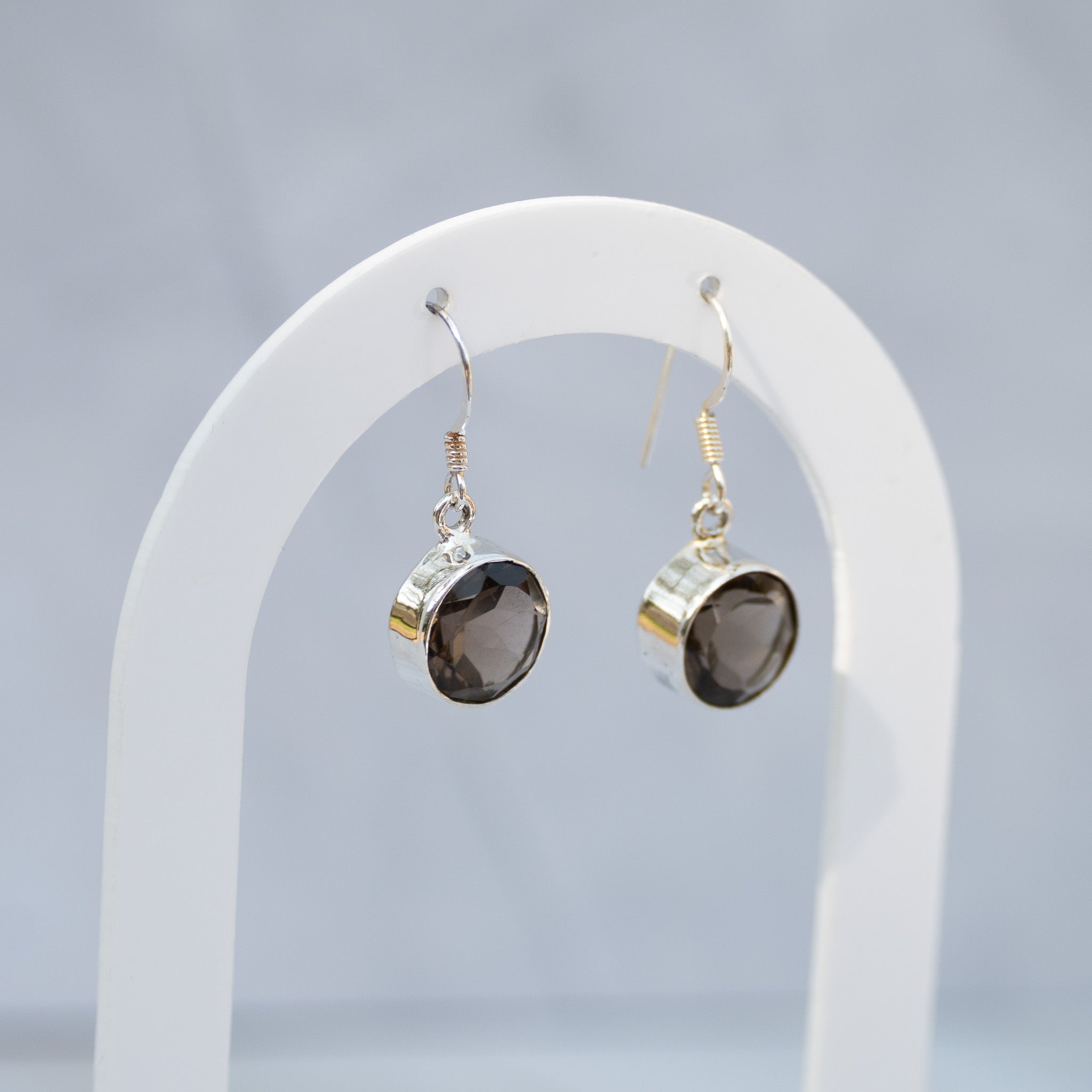 Sterling Silver Smoky Topaz Drop Earrings – 28mm