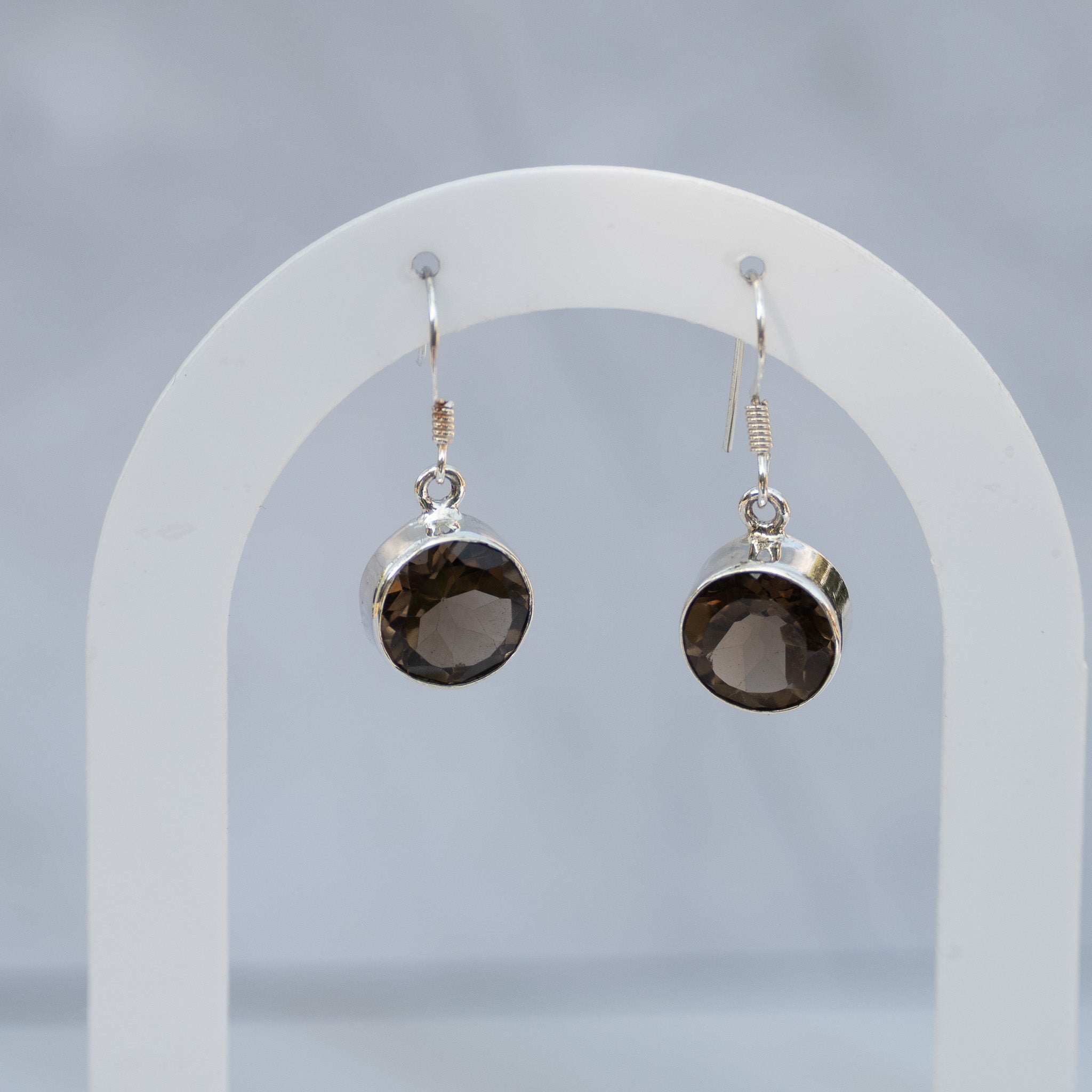 Sterling Silver Smoky Topaz Drop Earrings – 28mm