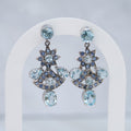 Sterling Silver Blue Topaz & Tanzanite Statement Drop Earrings – 50 x 23mm - Terciany 