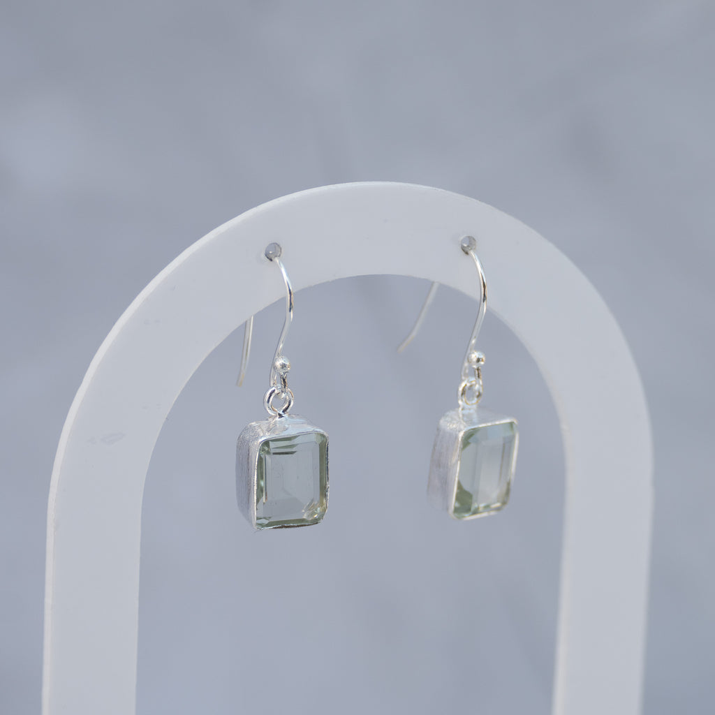 Sterling Silver Green Amethyst Drop Earrings – 30mm