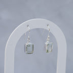 Sterling Silver Green Amethyst Drop Earrings – 30mm - Terciany 