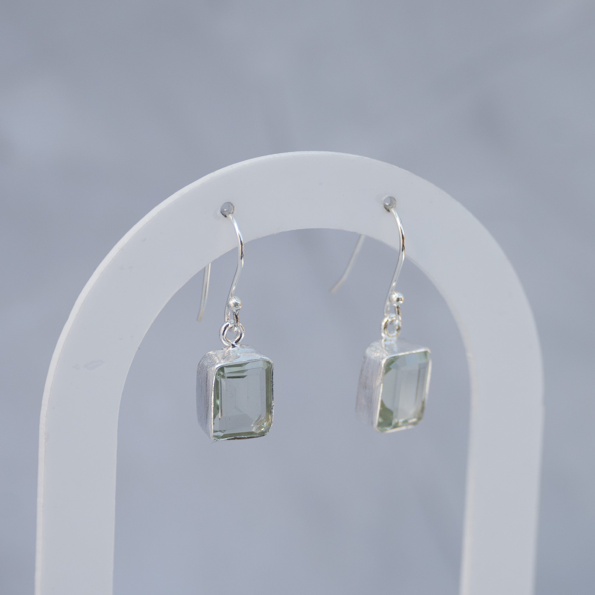 Sterling Silver Green Amethyst Drop Earrings – 30mm
