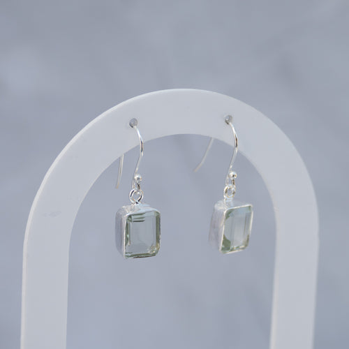 Sterling Silver Green Amethyst Drop Earrings – 30mm