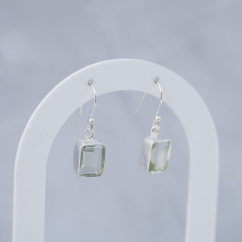 Sterling Silver Green Amethyst Drop Earrings – 30mm
