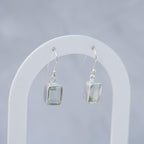 Sterling Silver Green Amethyst Drop Earrings – 30mm - Terciany 