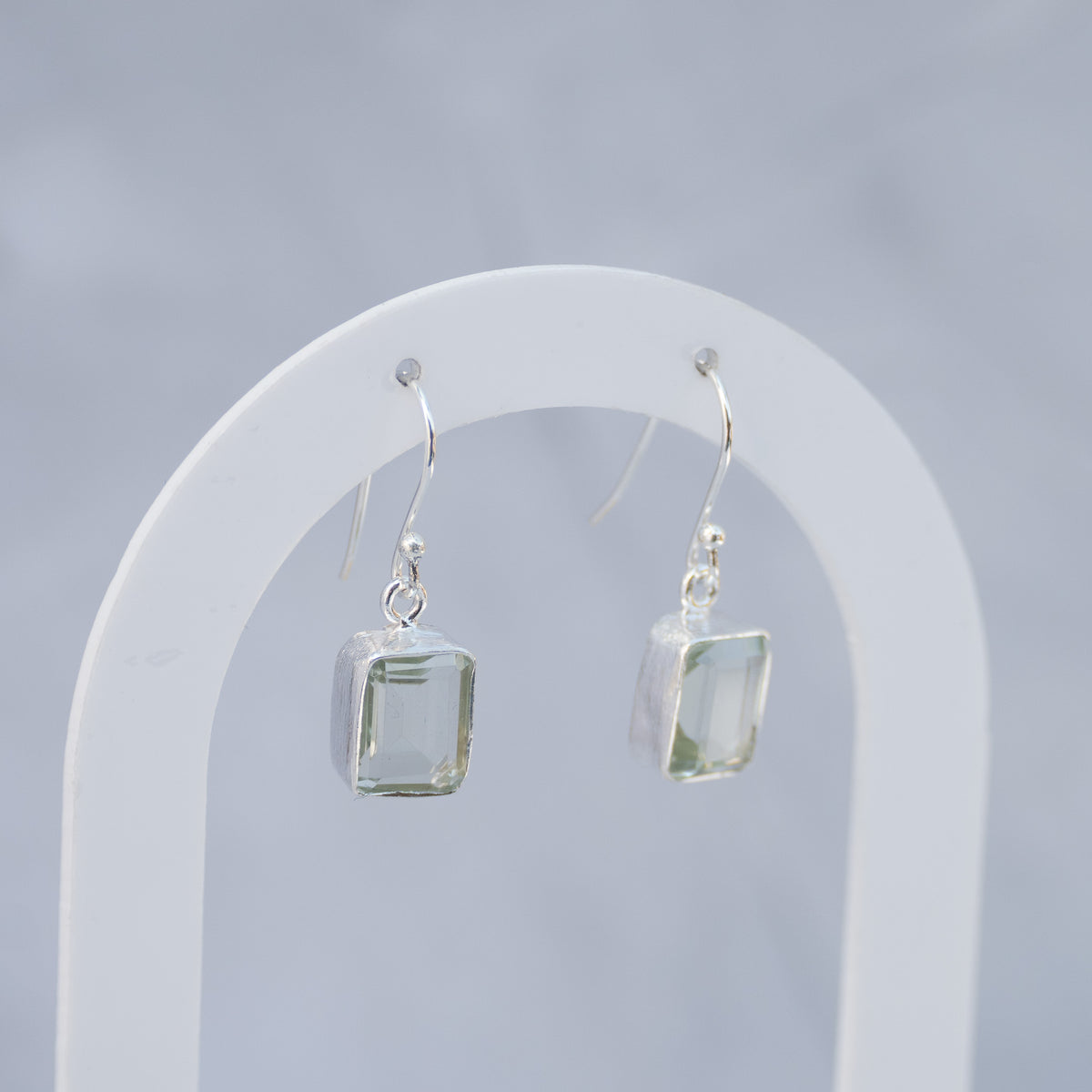 Sterling Silver Green Amethyst Drop Earrings – 30mm
