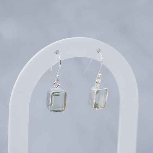 Sterling Silver Green Amethyst Drop Earrings – 30mm