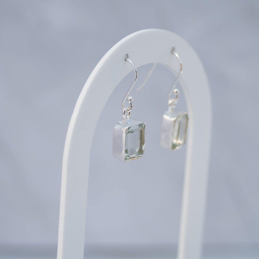 Sterling Silver Green Amethyst Drop Earrings – 30mm
