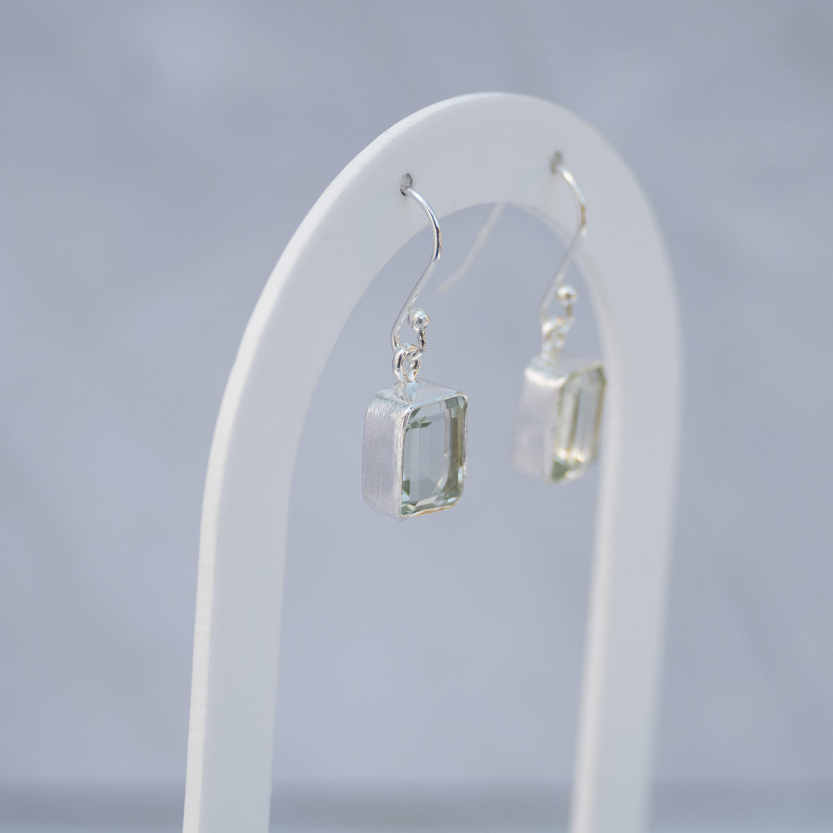 Sterling Silver Green Amethyst Drop Earrings – 30mm