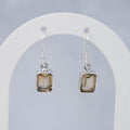 Sterling Silver Rectangular Citrine Drop Earrings – 30mm - Terciany 