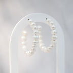 Sterling Silver Freshwater Pearl Hoop Earrings – 40mm - Terciany 