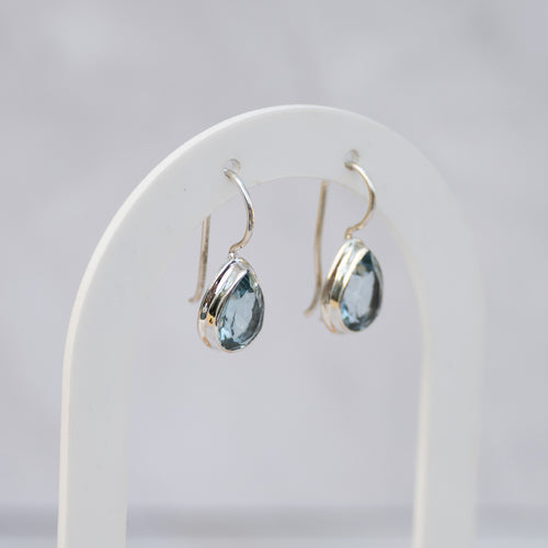 Sterling Silver Teardrop Blue Topaz Drop Earrings – 25mm