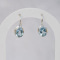 Sterling Silver Oval Blue Topaz Drop Earrings – 23mm - Terciany 