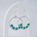 Sterling Silver Turquoise Circle Drop Earrings – 40mm - Terciany 