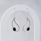 Sterling Silver Black Onyx Pear-Shaped Drop Earrings – 25mm - Terciany 