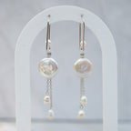 Sterling Silver Freshwater & Coin Pearl Drop Earrings – 70mm - Terciany 