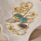 Adjustable Gold bracelet with a Howlite semi precious stone - Terciany 