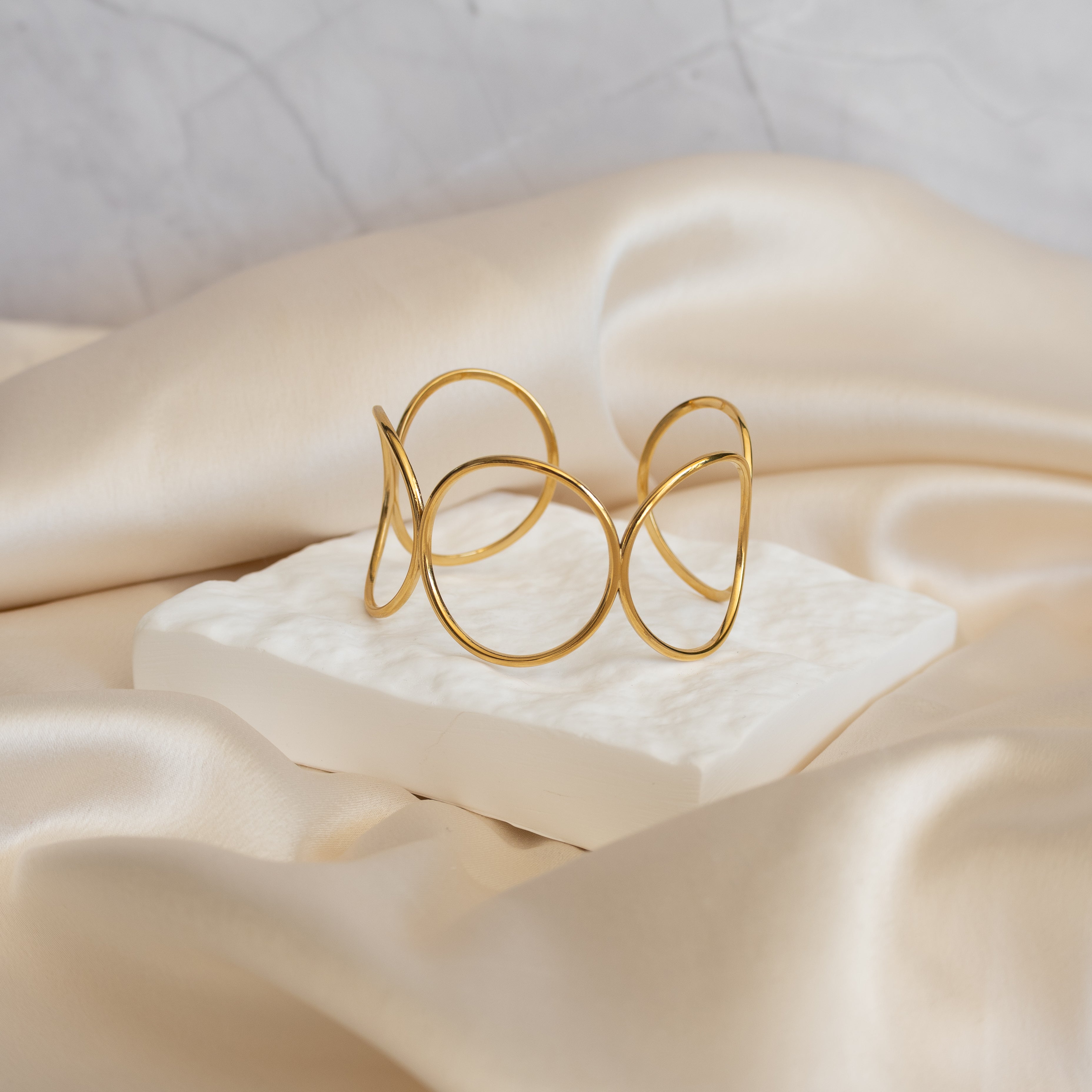 Gold Circle cuff bangle