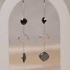 Moonstone, Garnet And Lab Chain Drop Earrings - Terciany 
