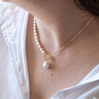 Gold Anne Paperclip and Pearl Necklace - Terciany 