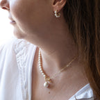 Gold Pearl Hoop Earrings - Terciany 