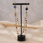Tourmaline Semi Precious stone nugget gold necklace - Terciany 