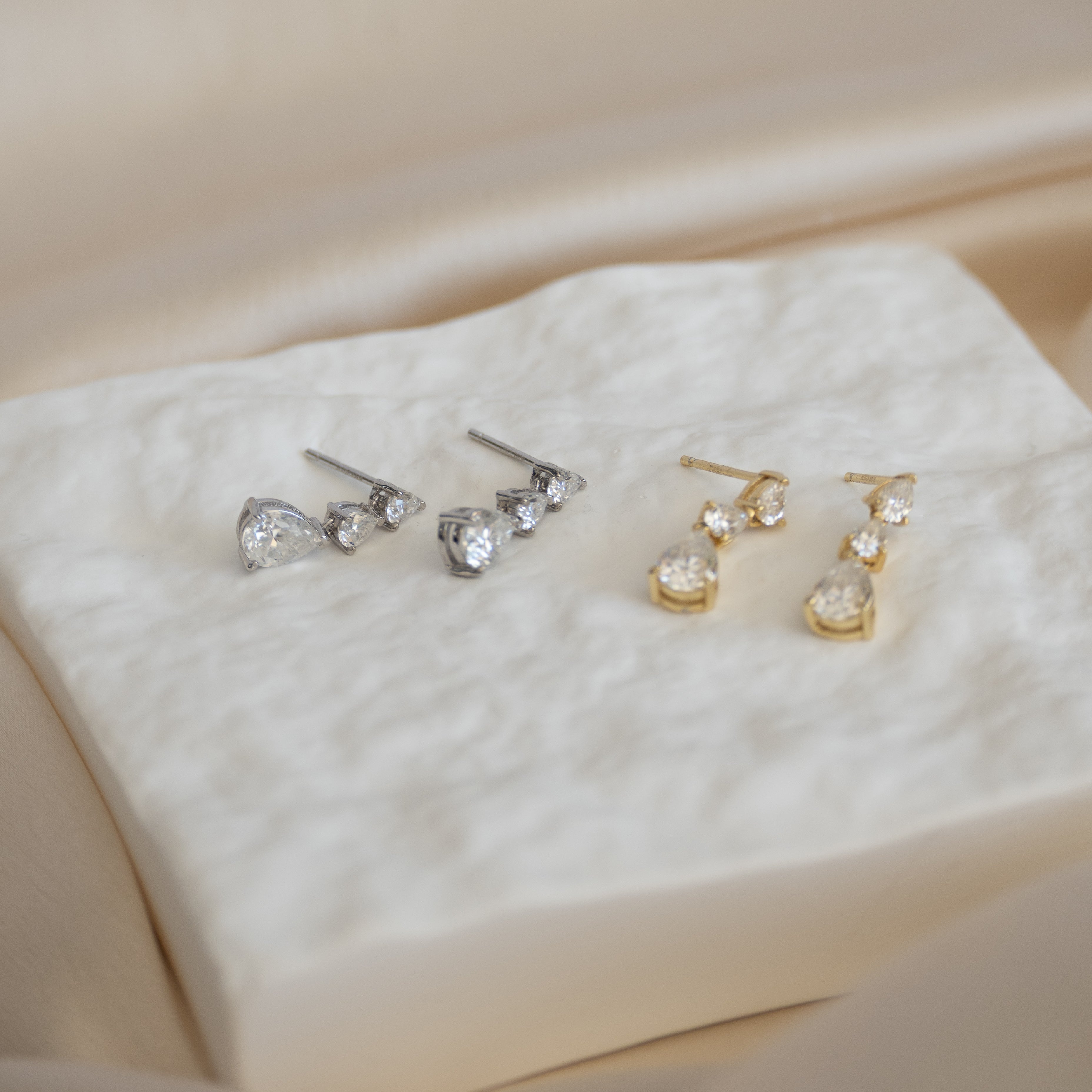 Three drop Moissanite stone earrings