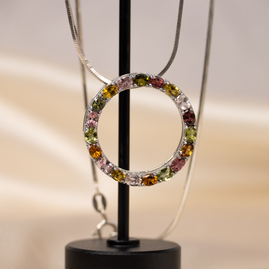 Statement Tourmaline 30 mm Full circle slider Necklace