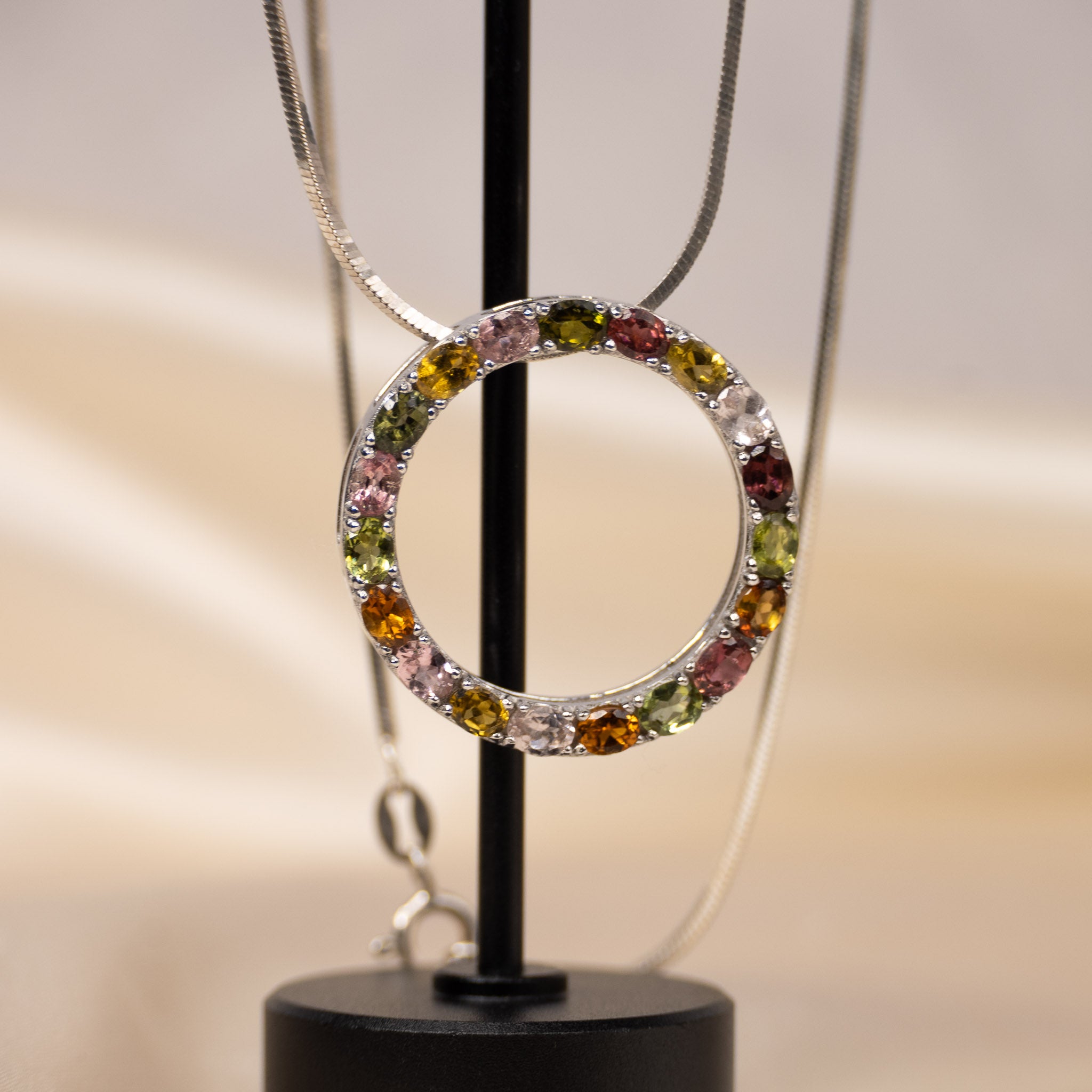 Statement Tourmaline 30 mm Full circle slider Necklace