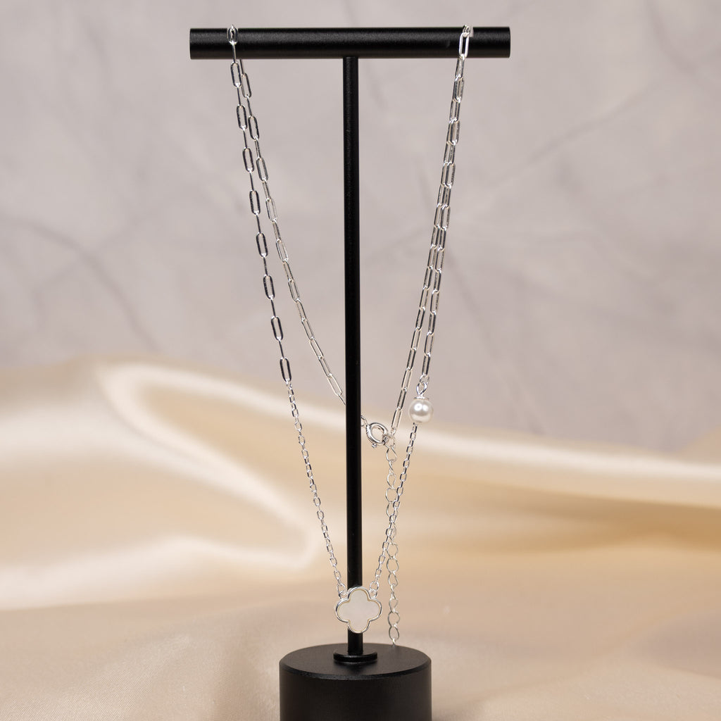 White Van Cleef mother of pearl and freshwater pearl drop necklace
