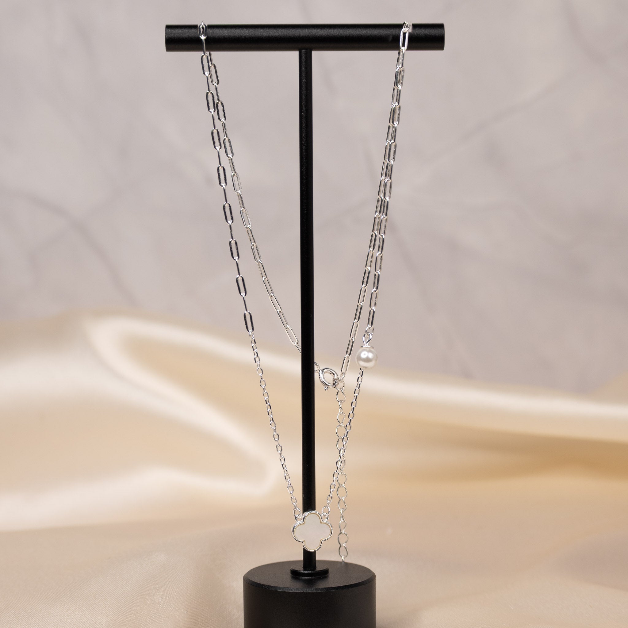 White Van Cleef mother of pearl and freshwater pearl drop necklace