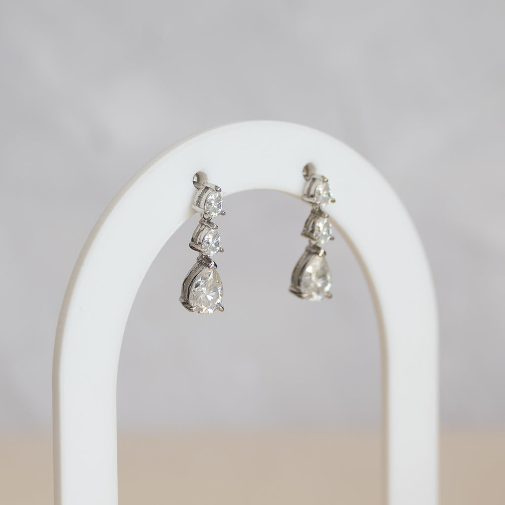 Three drop Moissanite stone earrings