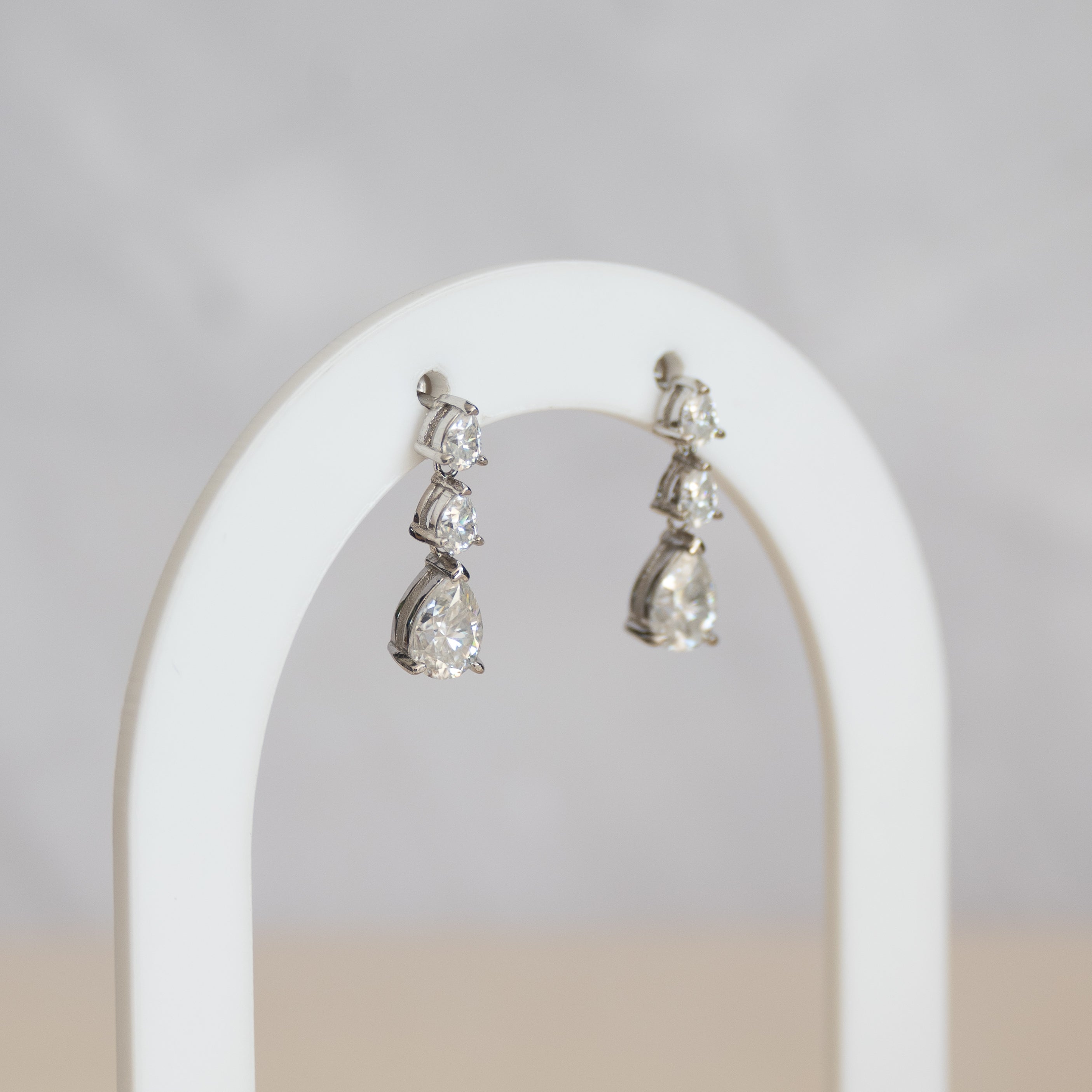 Three drop Moissanite stone earrings