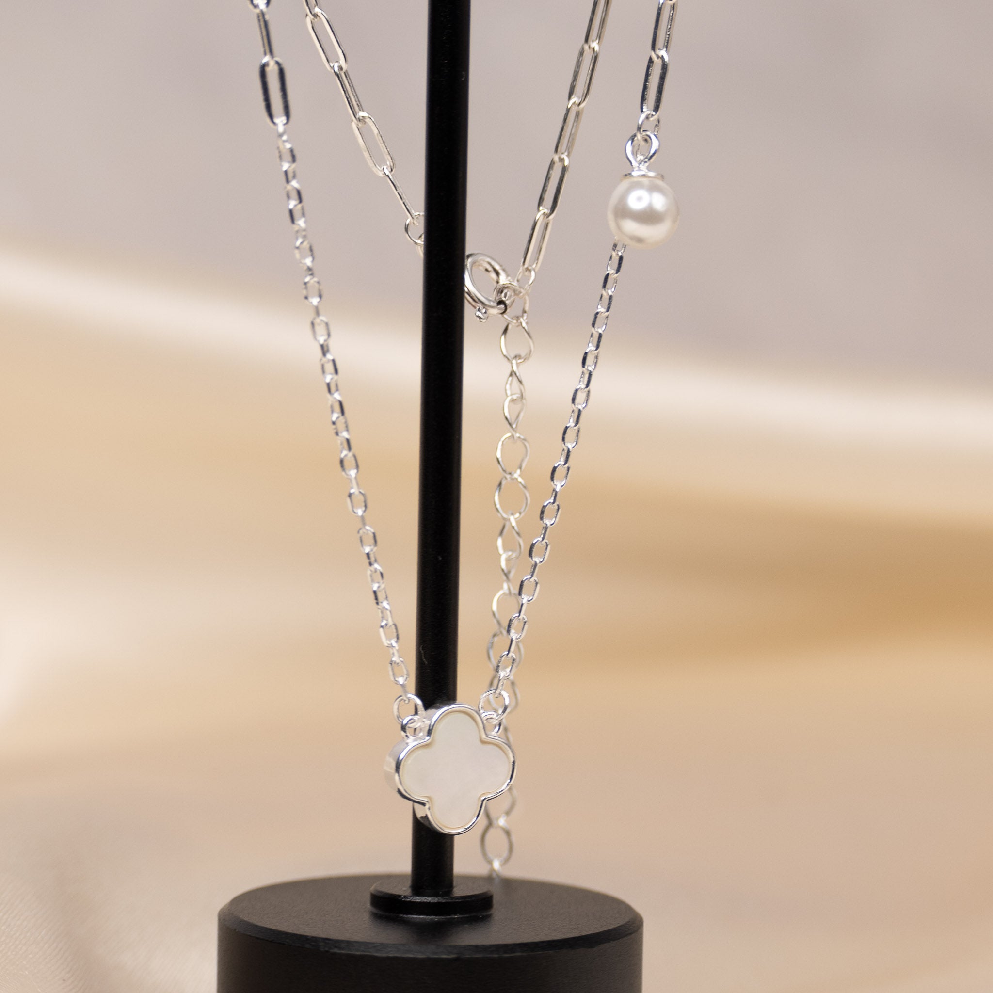 White Van Cleef mother of pearl and freshwater pearl drop necklace