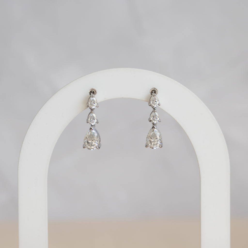Three drop Moissanite stone earrings