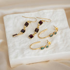 Green Tourmaline Gold paperclip earrings - Terciany 