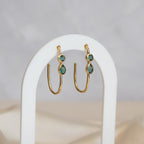Green Tourmaline Gold paperclip earrings - Terciany 