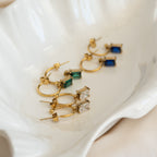 Gold Pretty Woman Earrings with Charms - Green - Terciany 