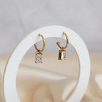 Gold Pretty Woman Earrings with Charms - Clear - Terciany 