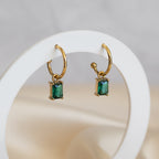 Gold Pretty Woman Earrings with Charms - Green - Terciany 