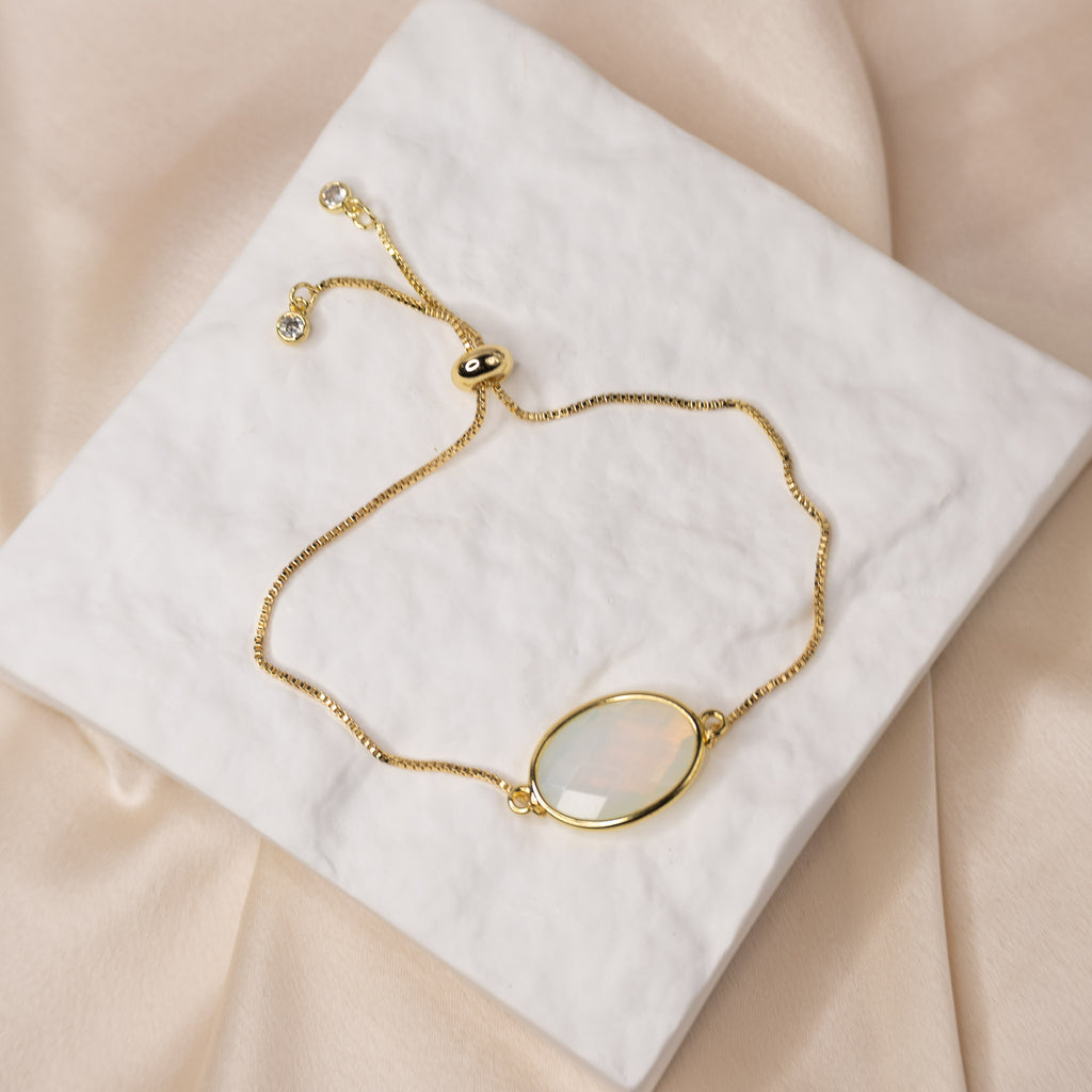 Gold Bracelet with Opalite Semi Precious stone