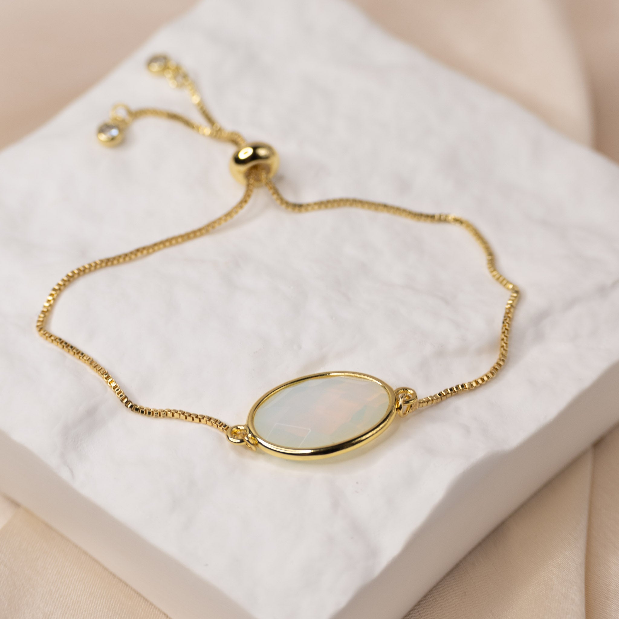 Gold Bracelet with Opalite Semi Precious stone