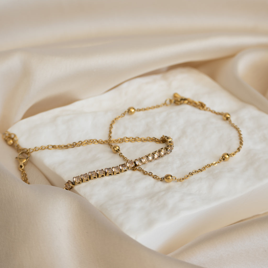 Gold and clear half Tennis bracelet
