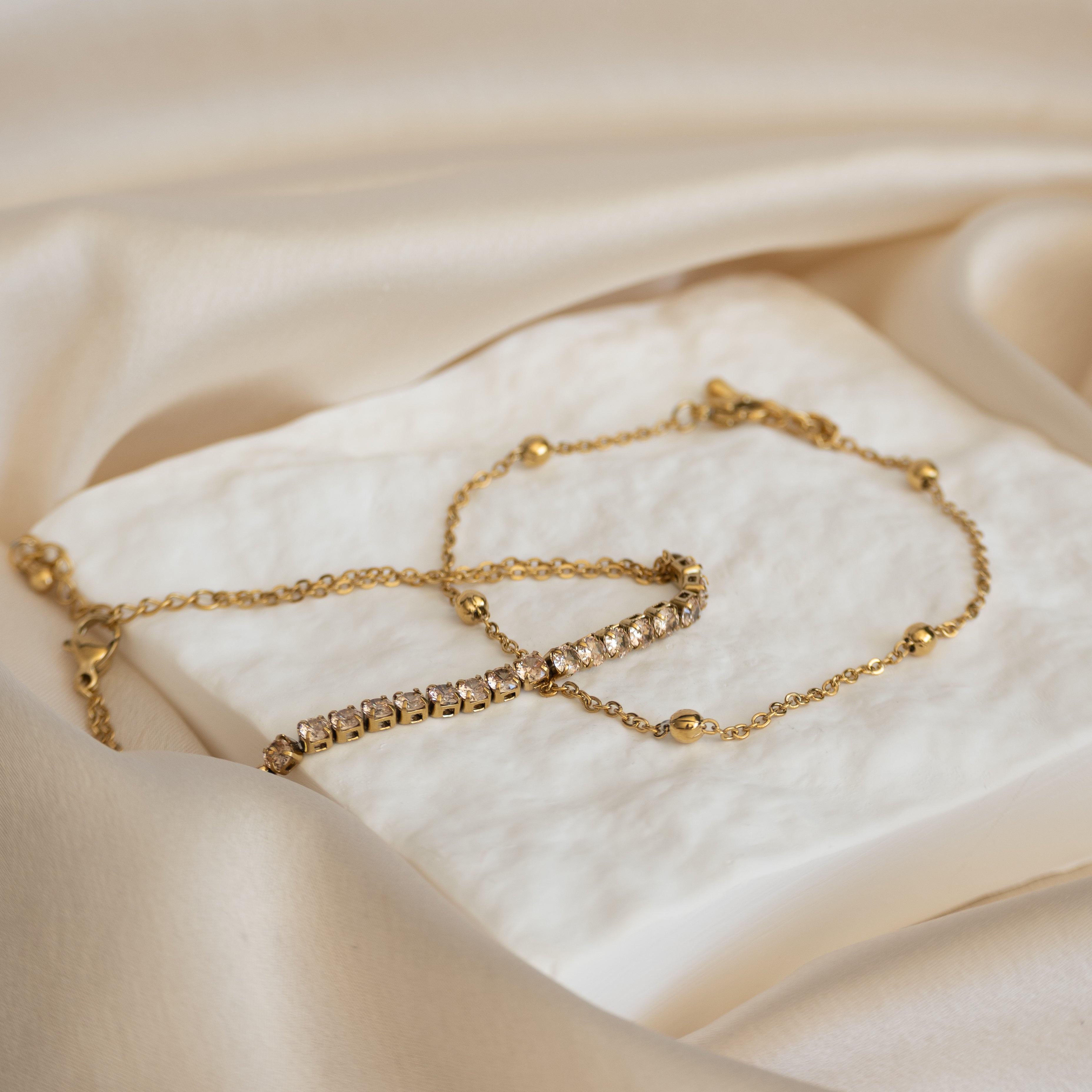 Gold and clear half Tennis bracelet