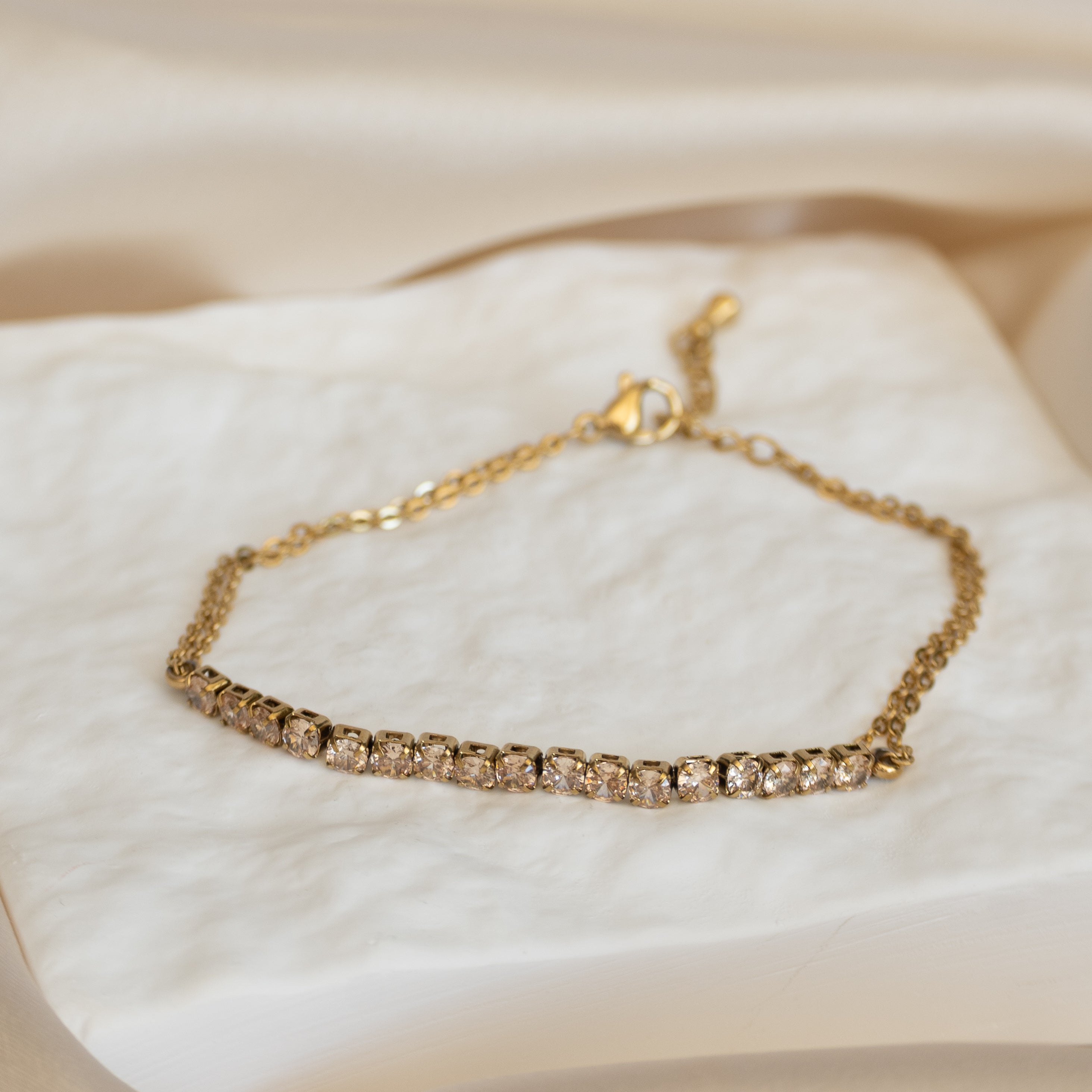 Gold and clear half Tennis bracelet