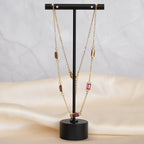 Gold Megs Necklace with Pink Stones - Terciany 