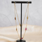 Gold Megs Necklace with Pink Stones - Terciany 