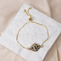 Adjustable Gold Bracelet with Dalmatian Jasper Semi Precious stone - Terciany 
