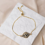 Adjustable Gold Bracelet with Dalmatian Jasper Semi Precious stone - Terciany 